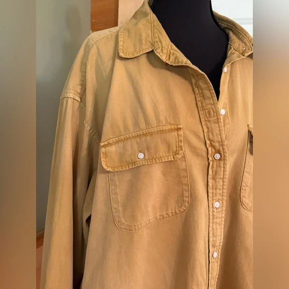 Aerie Mustard Button Down Shirt size M (oversized). - Picture 3 of 13